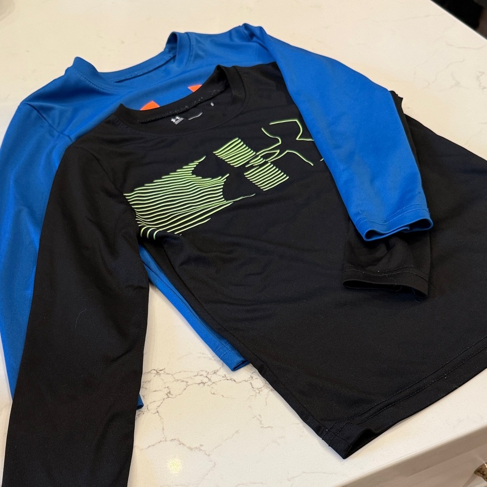 Under Armour Kids' Black and Blue Long Sleeve Tees